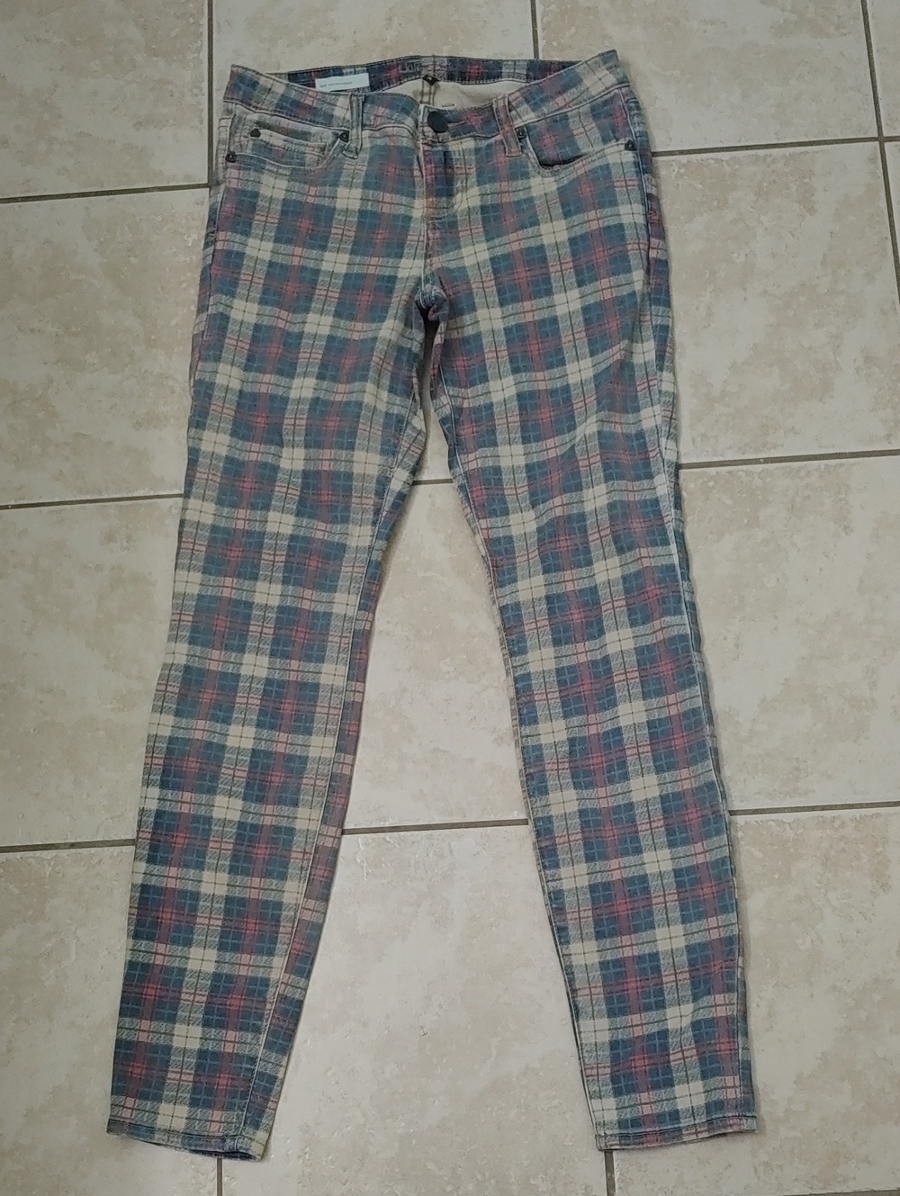 KUT Plaid Jeans Women's 4 Mia Toothpick Skinny